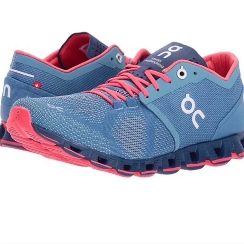 On Women’s Cloud X, Blue/Coral Running Shoes, Size W 8.5 - Women